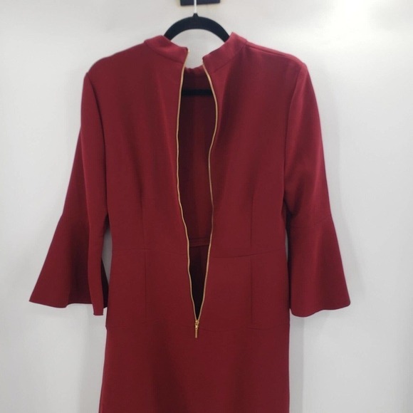 Rachel Zoe Califa Dress Womens Size 6 Burgundy Red Flared Sleeve Knit High Neck - Picture 13 of 15